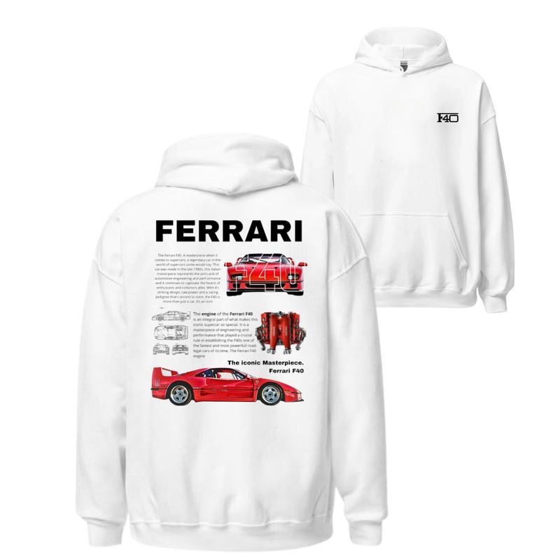 Classic Ferrari F40 T-shirt, Hoodie, Sweater, Car Enthusiast Shirt, Car Clothing, Unisex