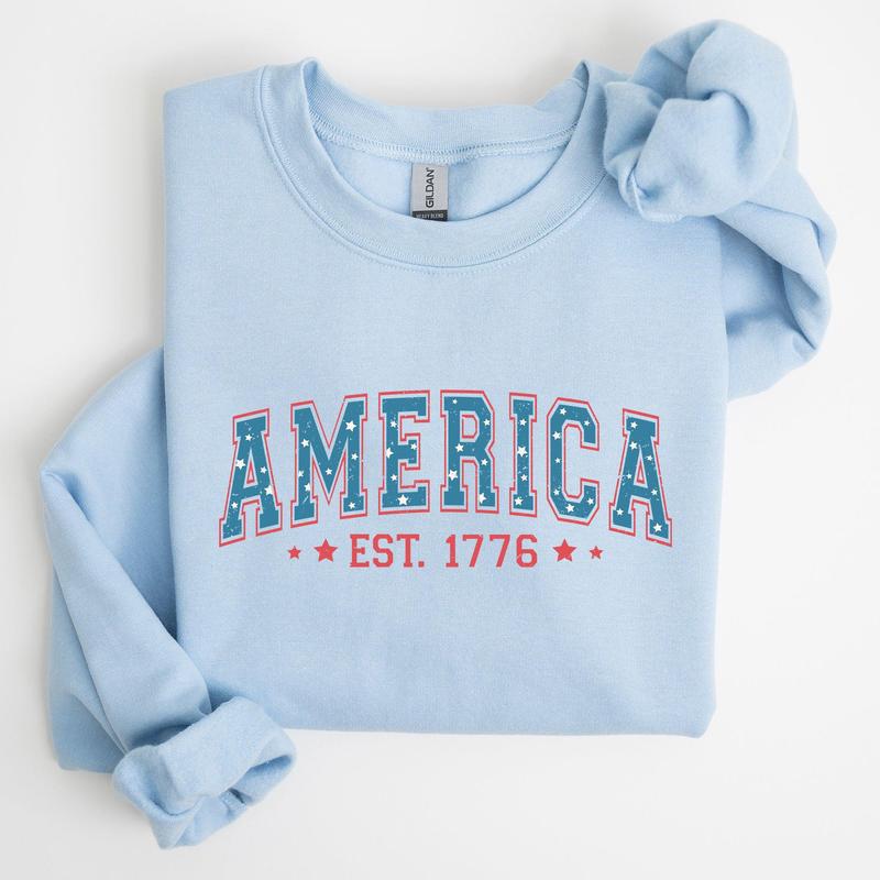 America, 1776, Patriotic, 4th of July Sweatshirt, Women's Crew Neck, Crewneck Casual Comfort Womenswear ComfortableÃ‚Â Graphic