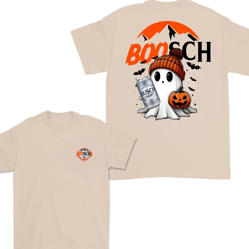 Boosh Light Cute Boo Ghost Halloween 2 Sided T-Shirt, Busch Light Halloween Shirt For Men And Women, Halloween Cute Ghost Trendy Shirt
