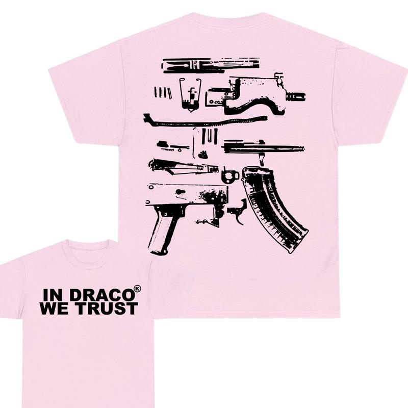 IN DRACO WE TRUST T-SHIRT, 2 SIDE - UNISEX - Design Color Black & White, Men's top - T-shirt ,  - For Men & Women Tee