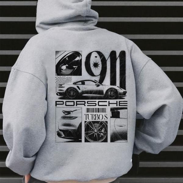 Classic Porsche 911 Turbo S Hoodie, Unisex, Menswear, Street Racing Shirt, Car Hoodie, Boyfriend Gift Cotton Embroidered