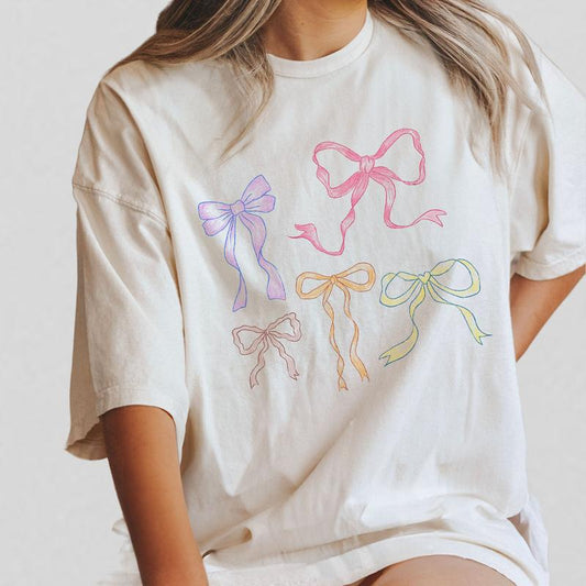 Coquette Bows Shirt for Her, Coquette Aesthetic, Bow Collage Tshirt, Ribbon Shirt for Girl, Comfort Tee Bows Coquette, Ribbon Graphic Tee Oversized, Coquette Gift for Her, Wife Bow Birthday Gift, Coquette Aesthetic, Oversized Graphic Tee, Women Top