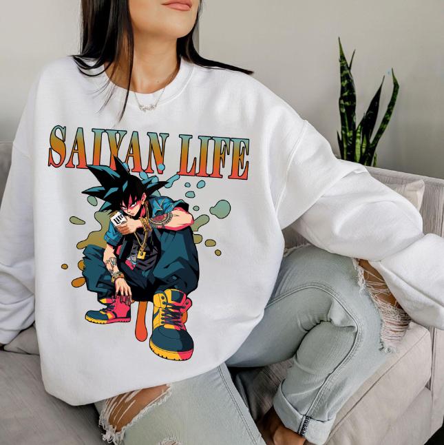 G0ku Saiyan Life ft Drink Sweatshirt, Drag0n ball Sweatshirt Hoodie Shirt, animee shirt