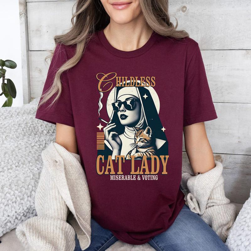 Childless Cat Lady Shirt, Cute Funny Cat Tshirt, Childless Cat Lady, President Harris Tee, Vintage Shirt Top Womenswear