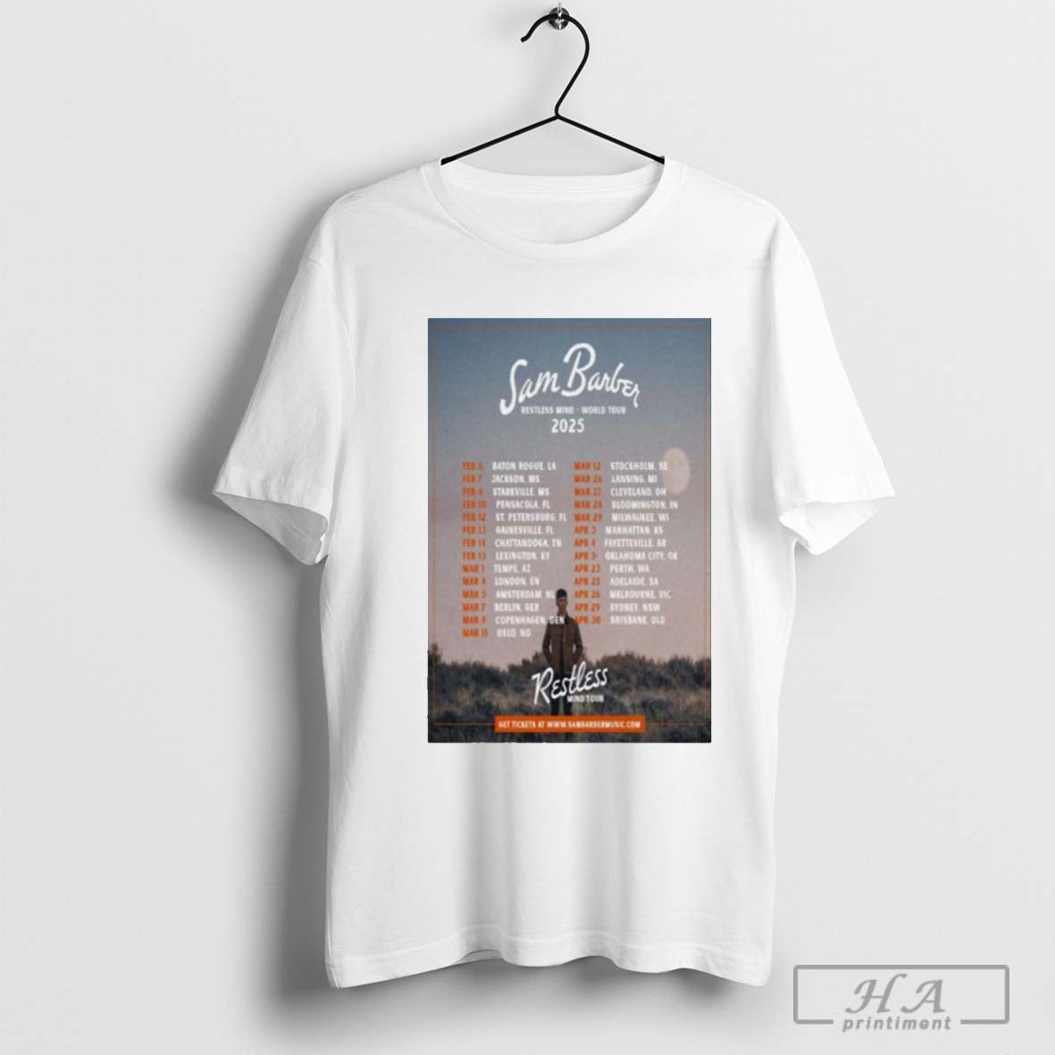Sam Barber World Tour Feb Restless Mind 2025 Poster Shirt