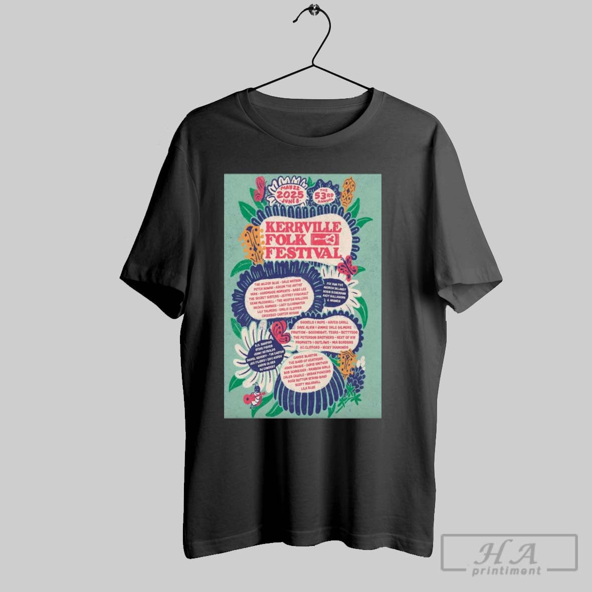 Poster Kerrville Folk Festival On May 22 June 8 2025 The 53rd Annual In Kerrville Tx T Shirt