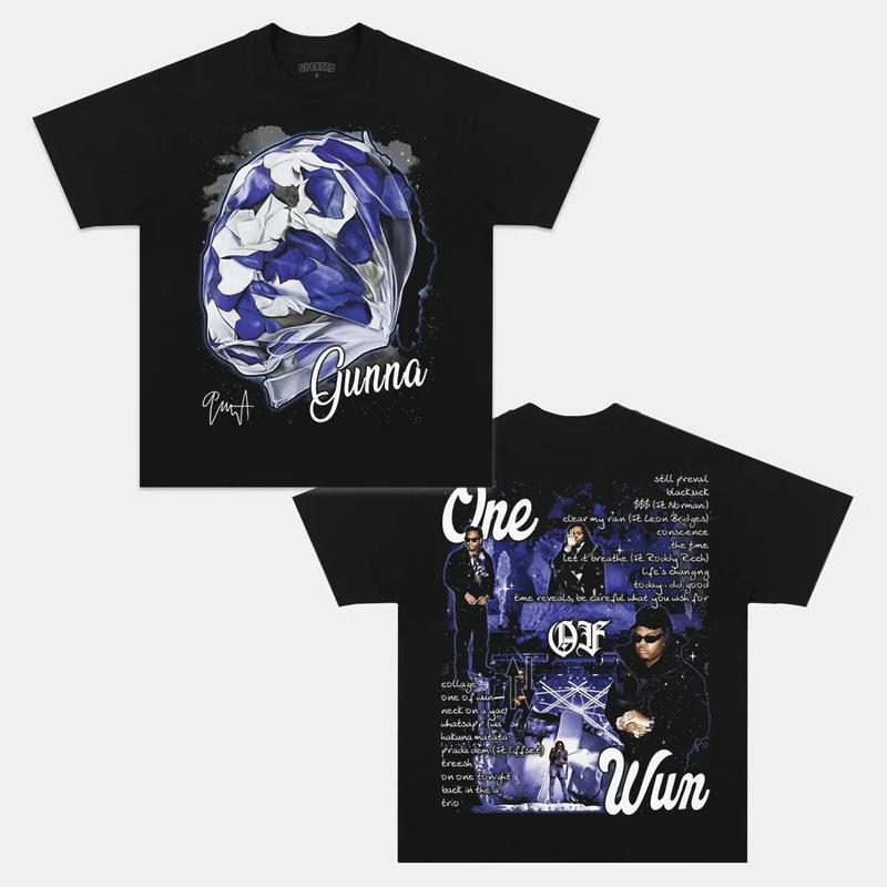 GUNNA ONE OF WUN Double Printed Short Sleeve Tee Cotton Vintage Shirt To Match Sneaker Hiphop Clothing Rapper Merch Shirt, Hiphop Tour Concert 2024, Gift For Fan Y2K Aesthetic Hoodie Sweatshirt