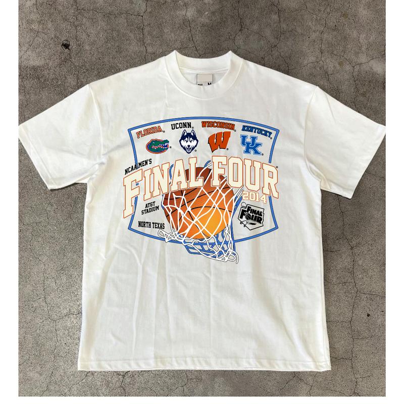 NCAA Men's Final Four 2014 Basketball Florida Uconn Wisconsin Kentucky T-Shirt Top Unisex Cotton Menswear Retro Sport football fan Tshirt Streetwear