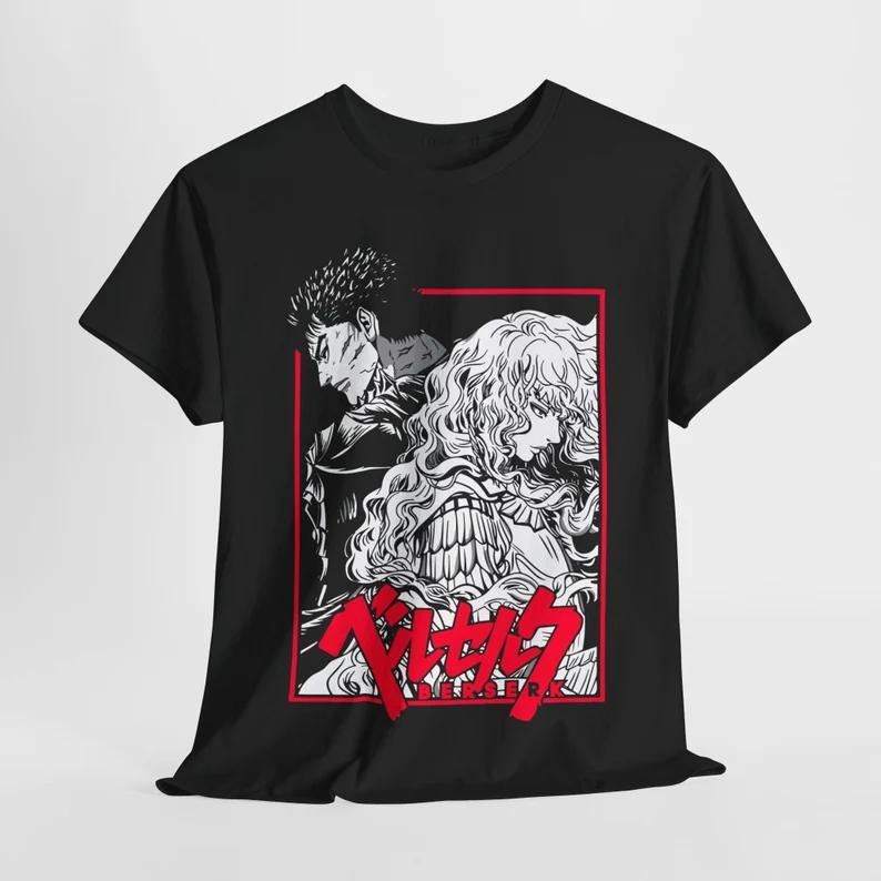 Anime Vintage Shirt Black Swordsman Skull Knight Graphic Anime Shirt - Top, Menswear Underwear Streetwear
