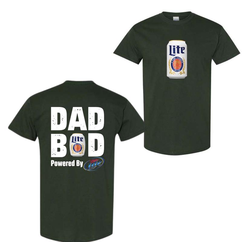 Dad BOD Powered by Miller Lite T-Shirt Top Cotton, Trendy T-Shirt For Men For Women