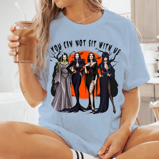 You Can Not Sit With Us Shirt, Retro Halloween Character T-Shirt, Halloween Design T-Shirt Cotton Unisex