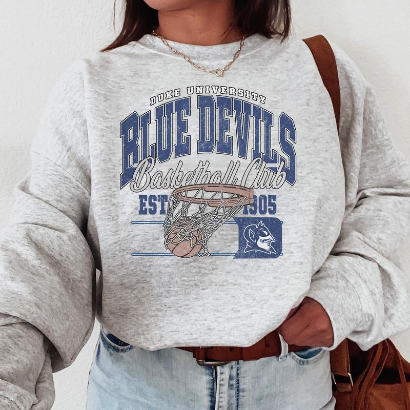 Vintage Duke Blue Devils NCAA Division I Men's Basketball Shirt, Duke University NCAA College Basketball Shirt, Crewneck, Cotton, Shirt