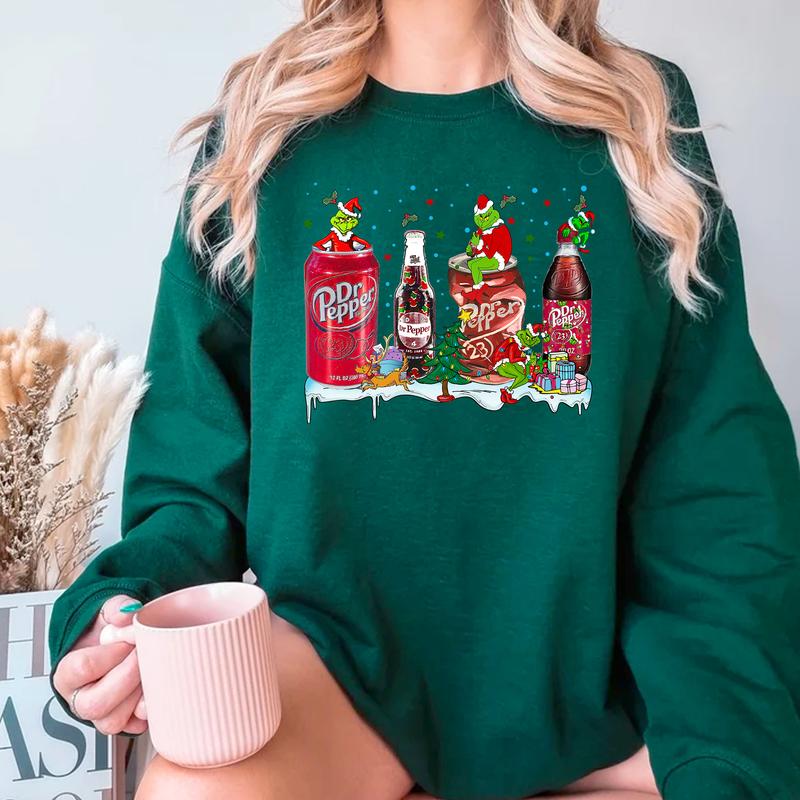 Grlnch Dr Pepper T-shirt Sweatshirt Hoodie, Grlnch Merry Christmas Sweatshirt, Grlnch Dr Pepper Lovers Tee Hoodie Gift For Xmas