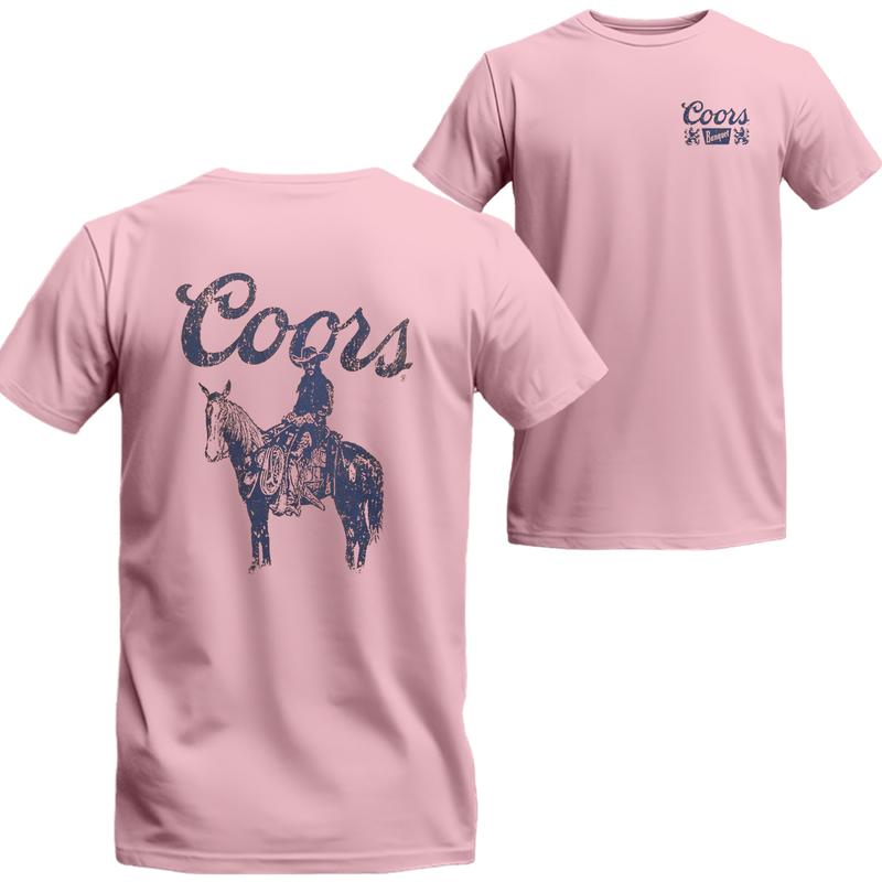 Coors Cowboy Print Front and Back Print T-Shirt, Gifts for Him, Unisex T-shirt For Men, For Women, Best choice