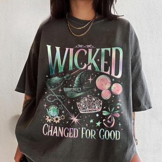 Comfort Colors Wicked Change For Good Shirt, Defy Gravity Broomstick Magic Wand, Wizard Movie Fan Shirt, Wicked Musical Fan Gift unisex cotton Shirt