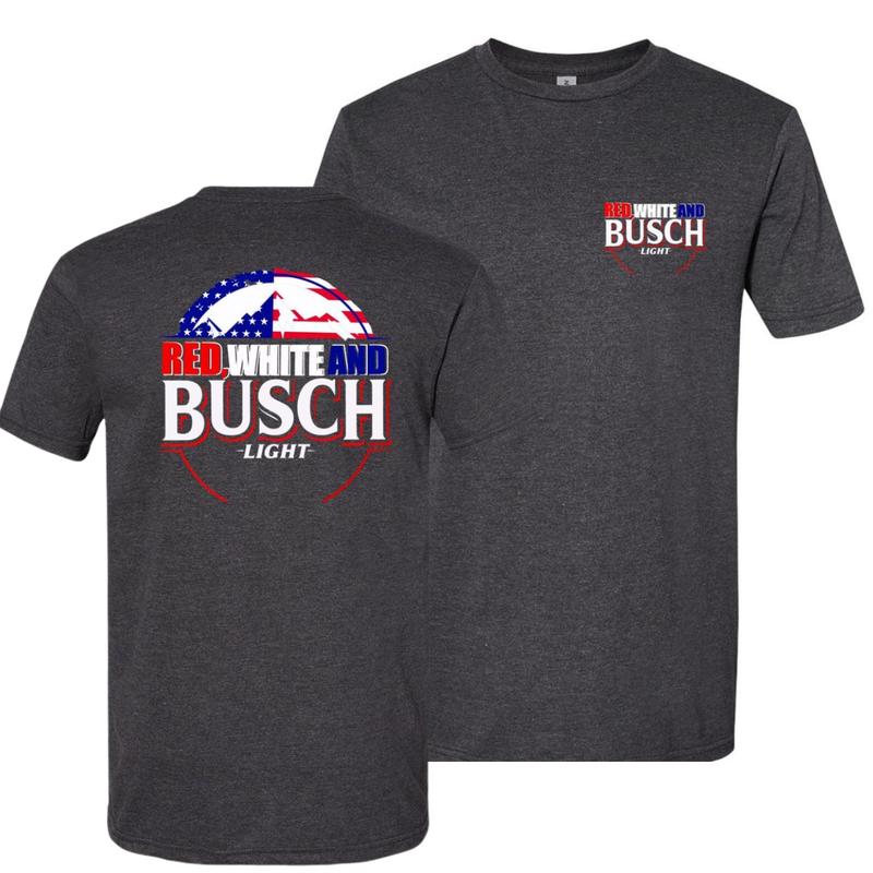 Red, White & Busch Light - 4th of July, Casual Graphic Round Neck T-shirt for Summer, Fashion Top for Daily Wear, Unisex Tee