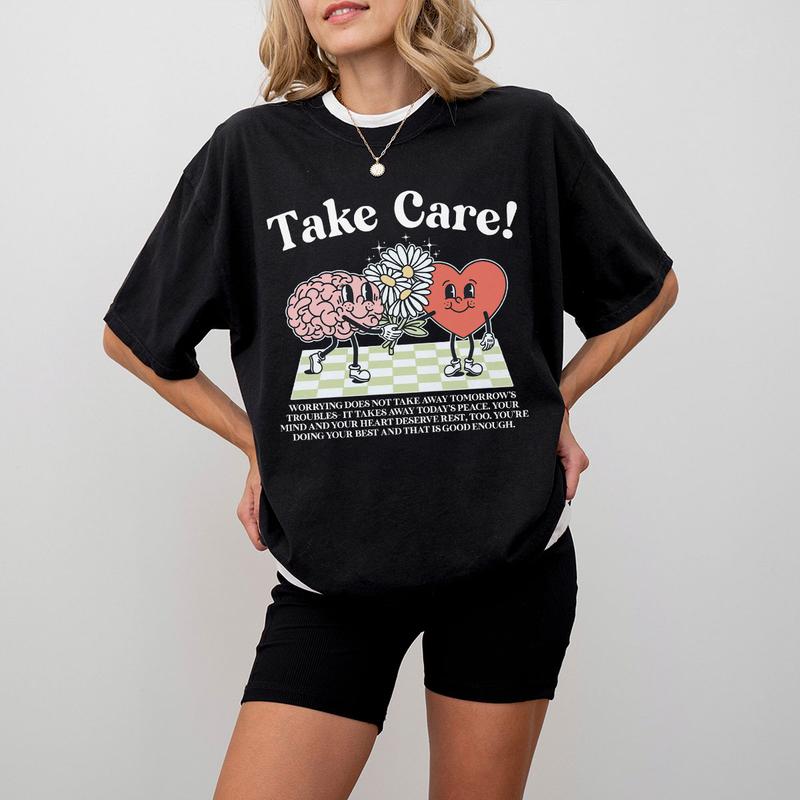 Take Care Comfort Tee, CMental Health Graphic Tee, Retro Mental Health Awareness Shirt, Be Kind Shirt, Inspirational Shirt, Motivational Shirt, Positive T-Shirt, Mental Health Women Tops