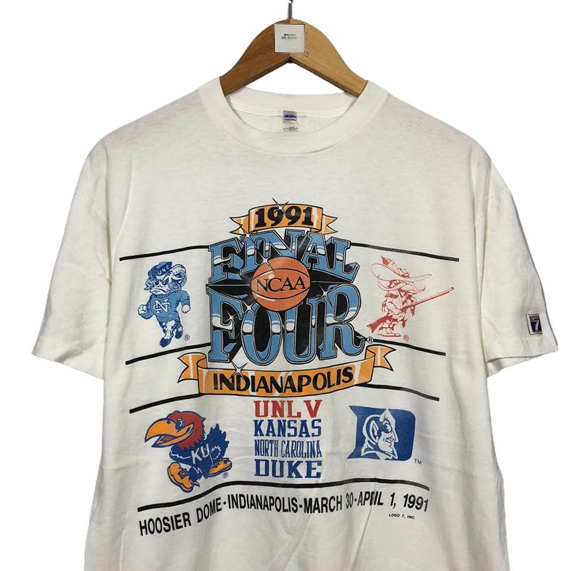 Vintage 1991's Final Four Indianapolis, UNLV, Tar Heels, Jayhawks, Duke t-shirt Classic Cotton college merch Menswear Top