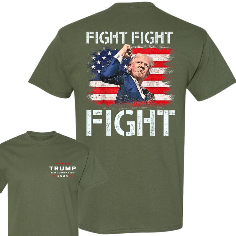 Trum Fiiight Fiiight Fiiiight Trum Signals To Ameicans To Fiiiight T-Shirt, Trum 2024 Take Ameica Back Election T-Shirt, Unisex Cotton Shirt, Full Col
