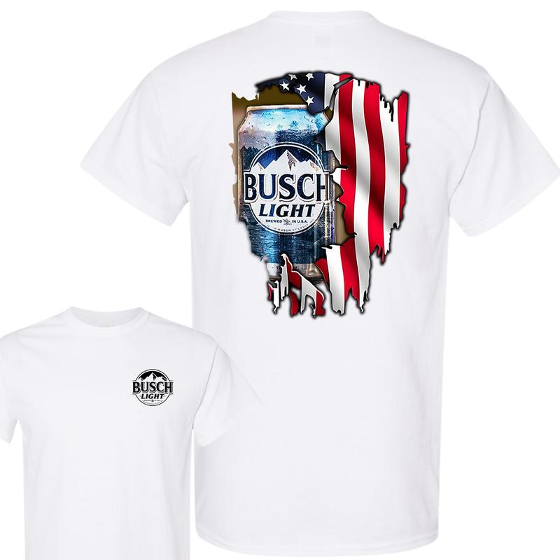 Busch Light Logo Flag T-Shirt, Summer T-Shirt, Full Color T-Shirt, Unisex T-Shirt, For Men, For Women, Gift For All