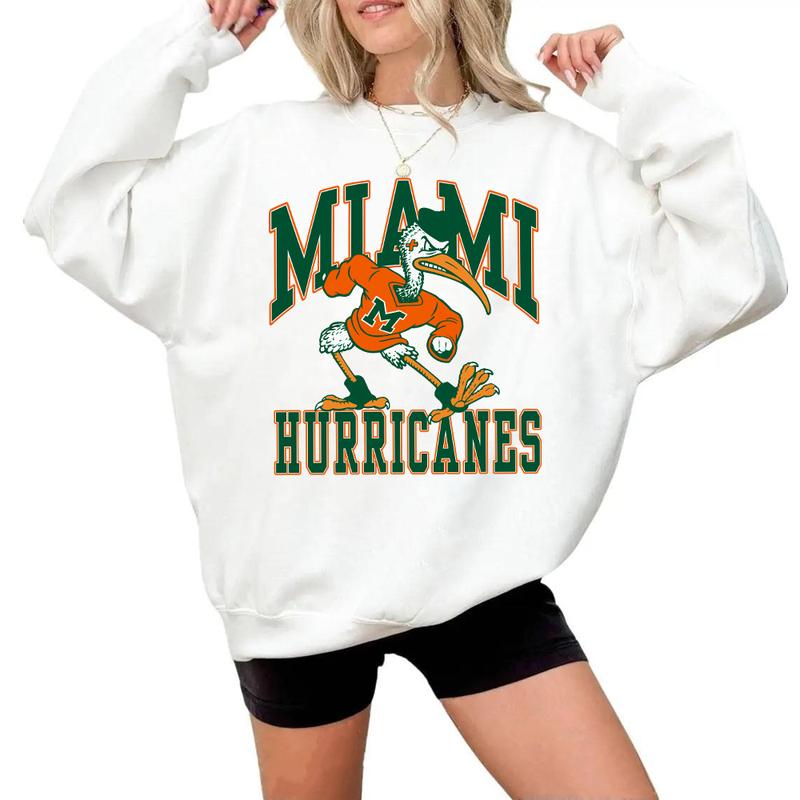 Vintage NCAA Miami Hurricanes white Unisex t-shirt, sweatshirt, hoodie Cotton Menswear