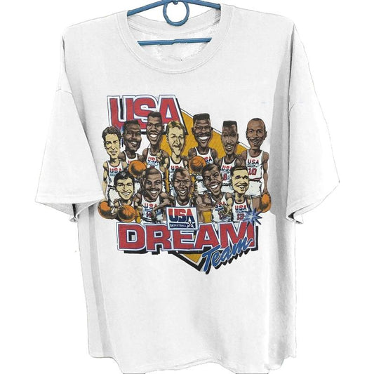 Vintage 1992 Basketball Shirt, 90s Dream Team Usa Basketball Shirt, basketball Dream Team tee shirt Menswear Tops Streetwear Tropical Crewneck Round N