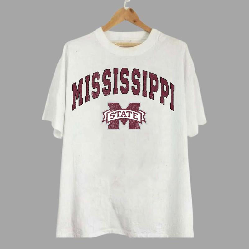 Mississippi State Bulldogs Vintage Football NCAA Sweatshirt | University Crewneck for Game Day | Unisex Cotton Tops