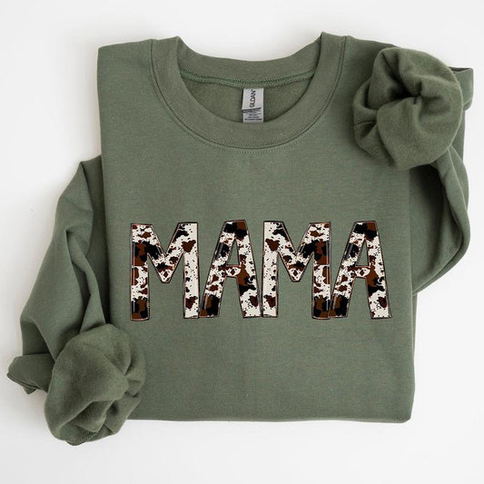 Mama, Cow Print, Mom, Mother's Day Gift Sweatshirt Casual Comfort Womenswear ComfortableÃ‚Â Graphic