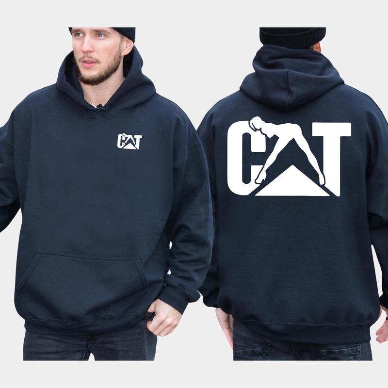 Men's Cat With Woman Hoodie 2-Sided, Cat Women Sweatshirt for Men, Cotton Long Sleeve Pullover, Funny Adult Humor Tops, Classic Casual Menswear