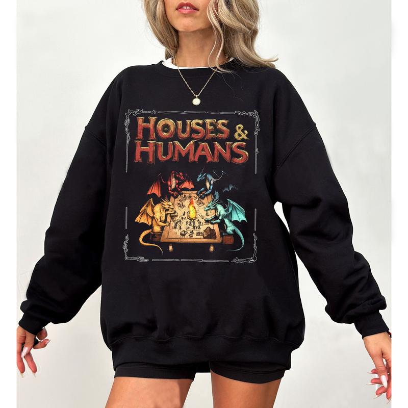 H0uses and Humans D&D Shirt, D&D T-shirt, Vintage Retro 90s Joke D and D Sweatshirt, Dragon Hoodie