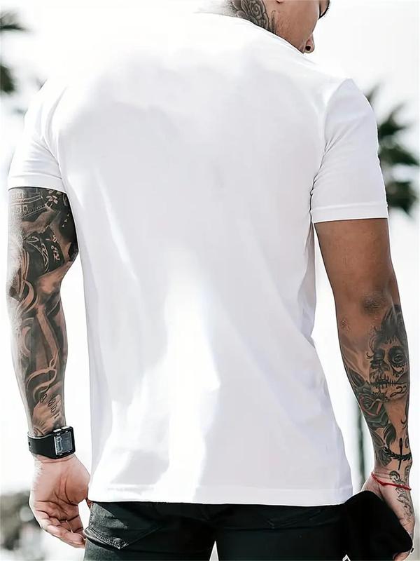 Men's Summer Clothes,Â Casual Letter Print Round Neck Short Sleeve GraphicÂ Tee, Regular Fit Crew Neck T-Shirt for Daily Wear, Fashion Men Clothes for Summer