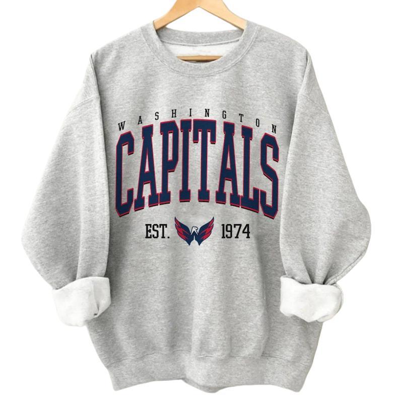 Washington Hockeis Crewneck, Vintage Style Washington Capitals Sweatshirt, Washington Sweatshirt, College Sweatshirt, Hockeis Fan Gifts