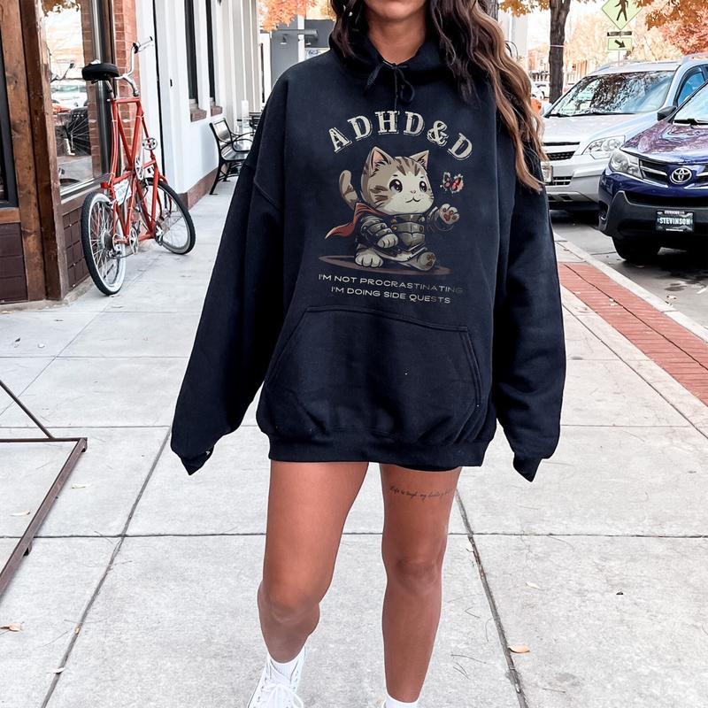 ADHD&D I'm Not Procrastinating I'm Doing Side Quests Cat Shirt, Vintage Tee, D&D Funny Cat Sweatshirt, Gift for DM Game Master