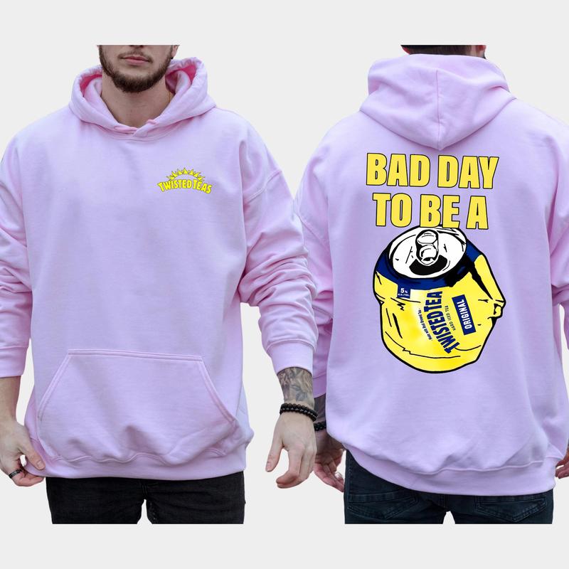 Vintage Bad Day To Be A Twisted Tea 2-Sided Hoodie, Funny Drinking Hoodies, Men's Twisted Tea Hooded Sweatshirt, Unisex Drink Tops, Comfort Cotton Casual Menswear, Classic Long Sleeve Pullover