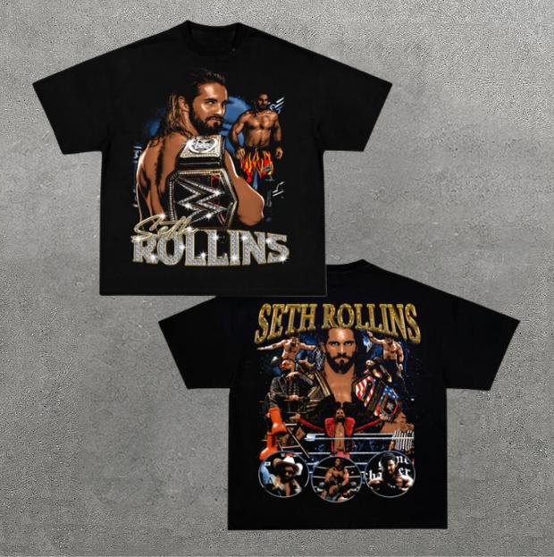 VINTAGE TEE  SETH ROLLINS, Double Sided Prints Vintage T-Shirt, Wrestler Shirt, WWE Shirt, Y2k Shirt, Vintage Graphic Tee, Unisex T-Shirt, Gift For Hi