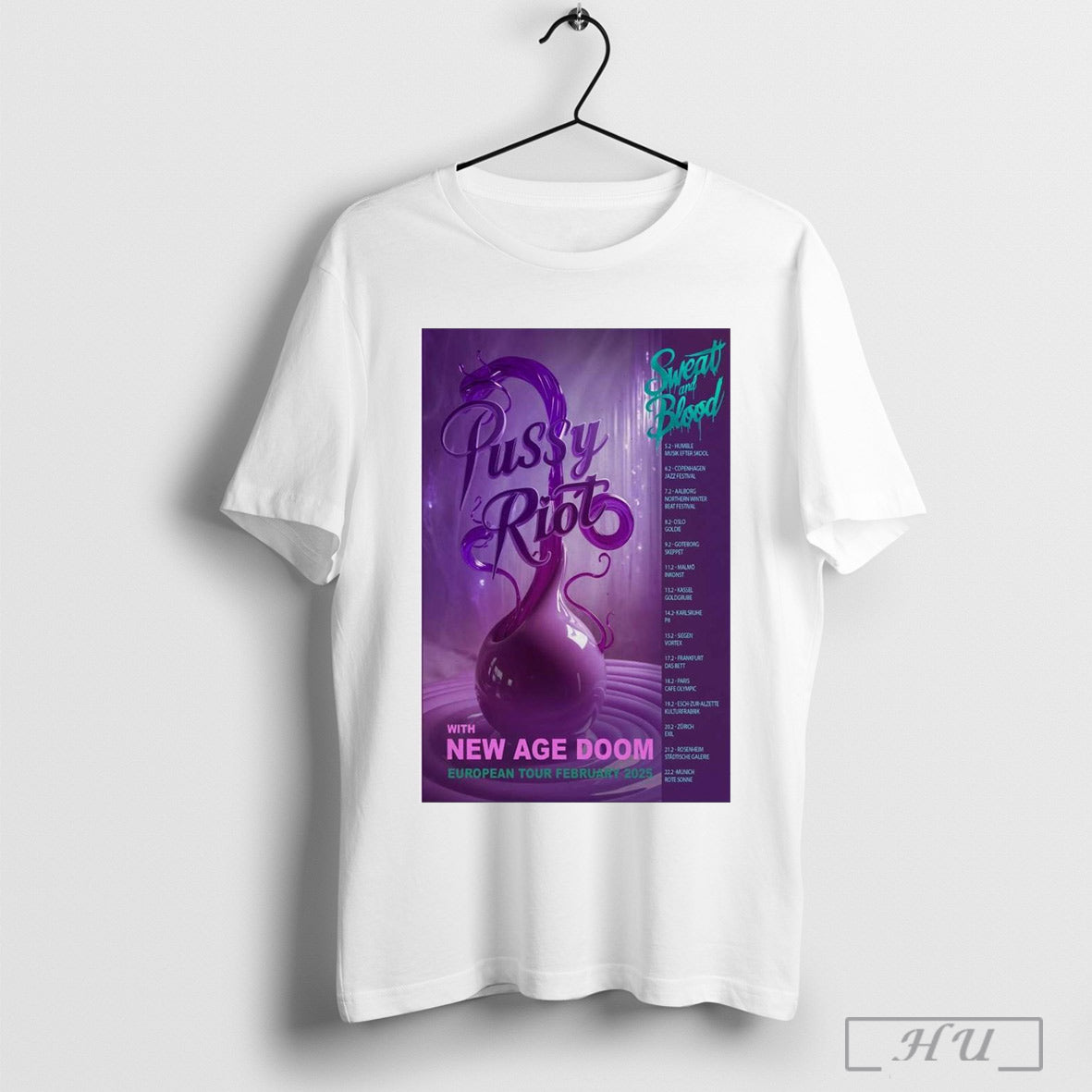 Poster Sweat And Blood European Tour Feb 2025 With New Age Doom T Shirt