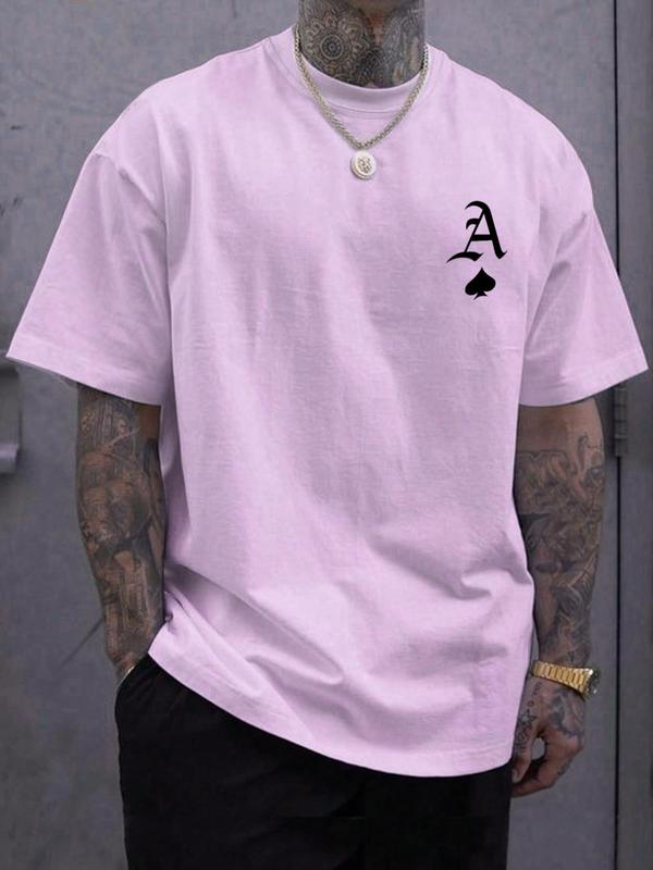 Men's Letter Print Round Neck Tee, Regular Fit Casual Streetwear Short Sleeve T-shirt, Graphic Tees,Â Men's Summer Clothes Top for Daily Wear