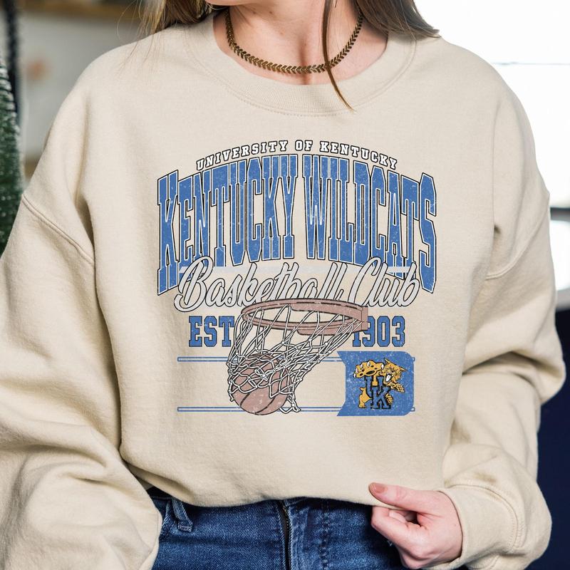 Vintage Kentucky Wildcats NCAA Division I Men's Basketball Shirt, University of Kentucky NCAA College Basketball Shirt, Crewneck, Cotton, Shirt