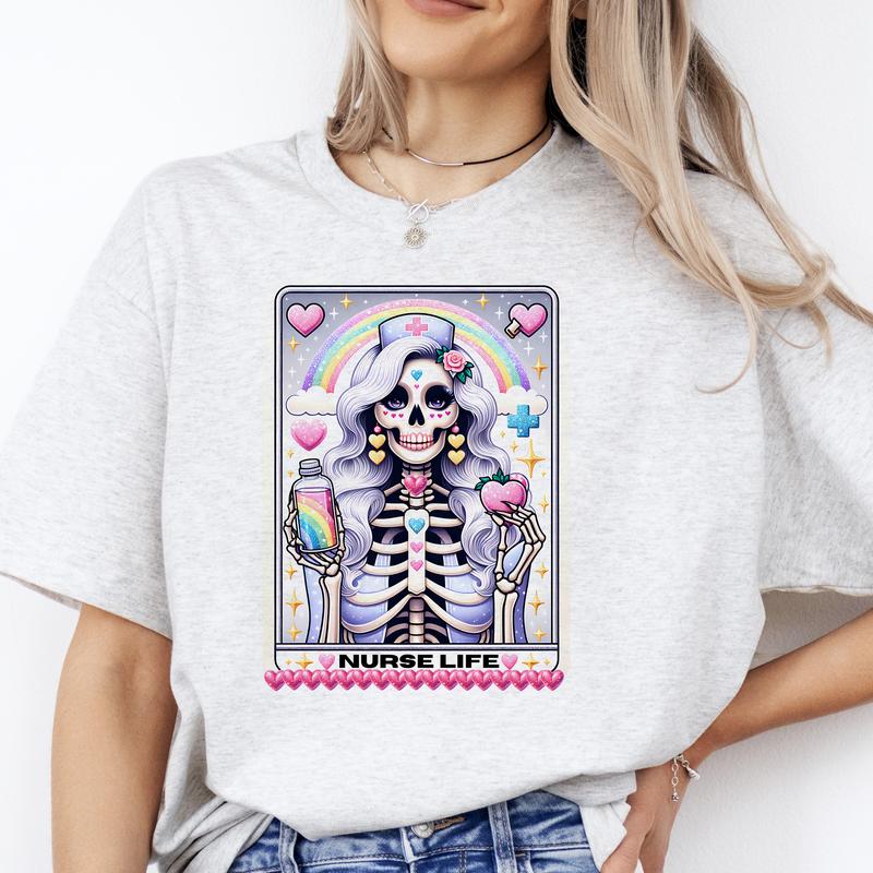 Tarot Card T-Shirts Work is Life - Print is Sublimation, Unisex T-Shirt, Funny Tee, Funny Apparel, Gift Idea, Relaxed Fit, Casual Apparel, Cute Top, G