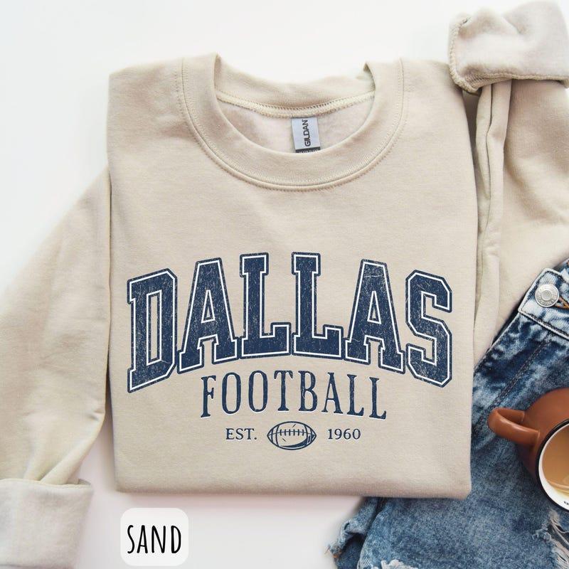 Vintage Dallas Football Sweatshirt | Dallas Texas Crewneck | Game Day Pullover | Football Sunday Shirt | Dallas Fan Gift Casual Round Neck
