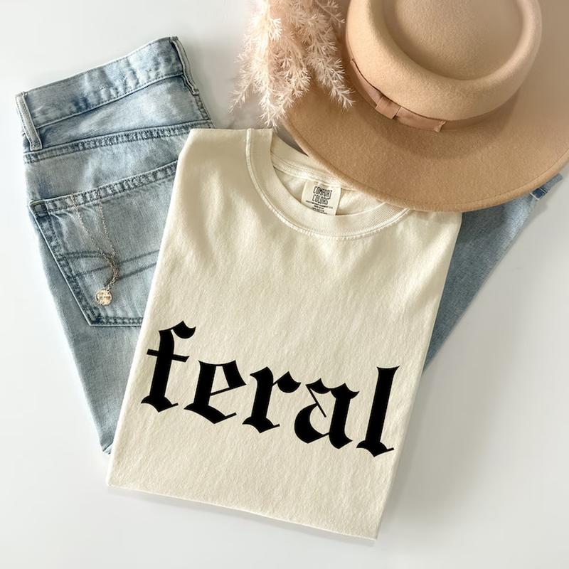 Feral Comfort Colors T-Shirt, Sarcastic Tee, Unisex Feral Cowgirl Trending Cool Graphic Cotton T-shirt, Relaxed Style Casual Funny Top