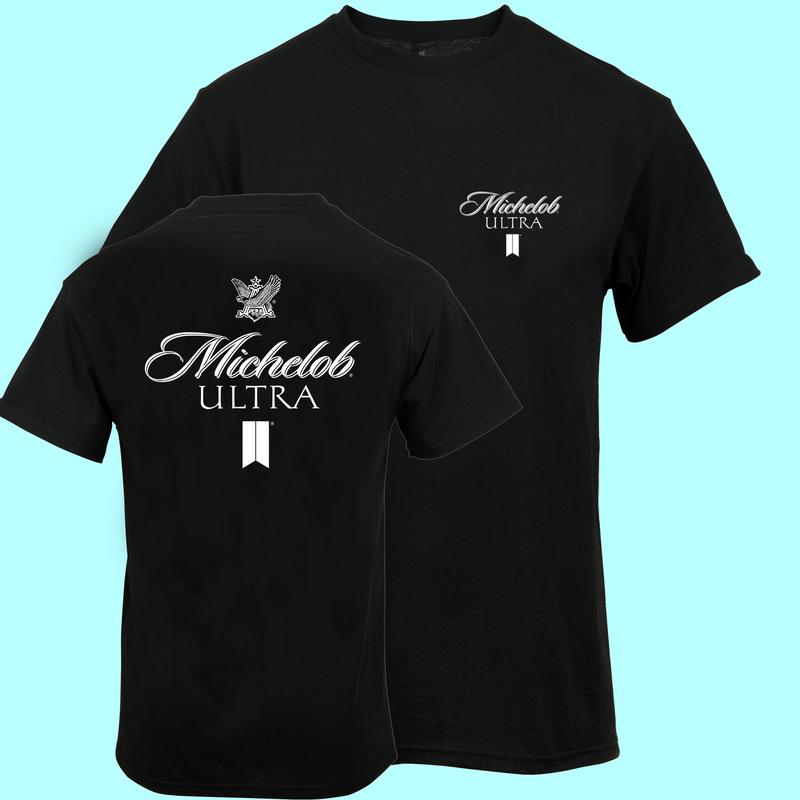 Michelob Ultra Logo  Black And White T-shirt And Sweatshirt - 2 Side - Versatile Unisex Wear - Pick Your Look - Every Size Available - Variety In Colo
