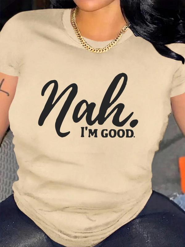 Women's Letter Print Round Neck Tee, Trendy Casual Crew Neck Short Sleeve T-Shirt, Graphic Tees,Ã‚Â Summer Clothes Women,Ã‚Â Ladies Summer Outfit