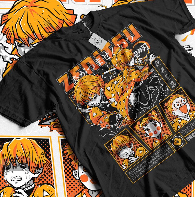 Agatsuma Zenitsu T-Shirt Demon Slayer Kimetsu No Yaiba Movie Halloween Shirt