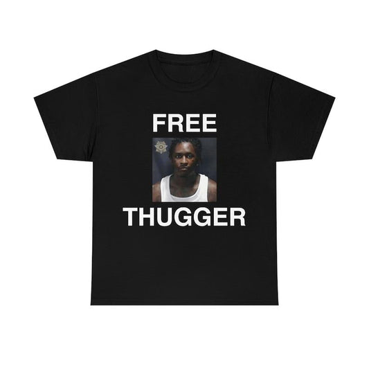 FREE THUGGER Young Thug Rapper Mugshot Tee, Unisex Graphic T-Shirt, Unique Hip Hop Inspired Gifts for Rap Music Lovers and Fashion Fans