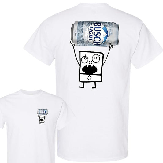 Doodlebob Busch Light Unisex T-shirt, Funny Busch Light 2 Sided Shirt, Cotton Tee, Full Sizes, Full Color, For Men, For Women