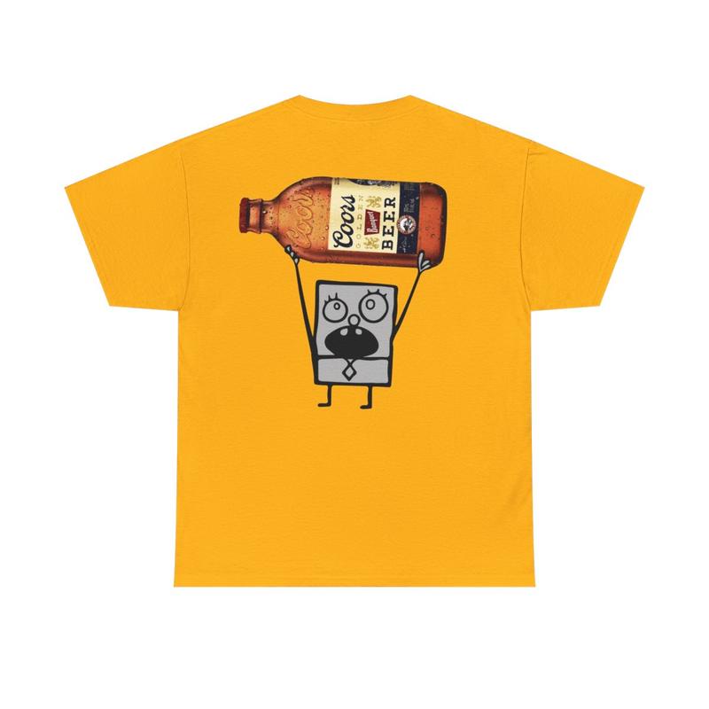 Coors Banquet Doodle Bob Two Sided Unisex Heavy Cotton Tee - Funny Drinking Shirt - Coors Light Shirt - Doodle Bob Shirt - Coors Banquet Bottle