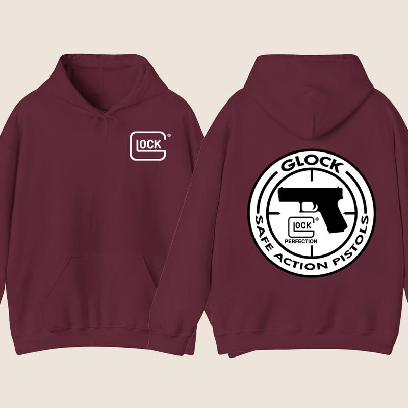 GLOCK Hoodie - Glock safe action... Sweaters - Double side Hoodie - Menswear - Womenswear -Men's Tops Hoodie  - Unisex SweatShirt - Glock Shirt