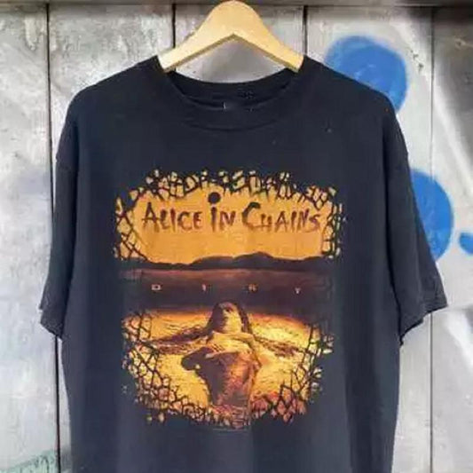 Alice In Chains Album Tour Black Grunge 90s Band Rock Unisex Tshirt, Retro Alice In Chains Tee Gift, Gift For Her, Music Tour Shirt, vintage Graphic T