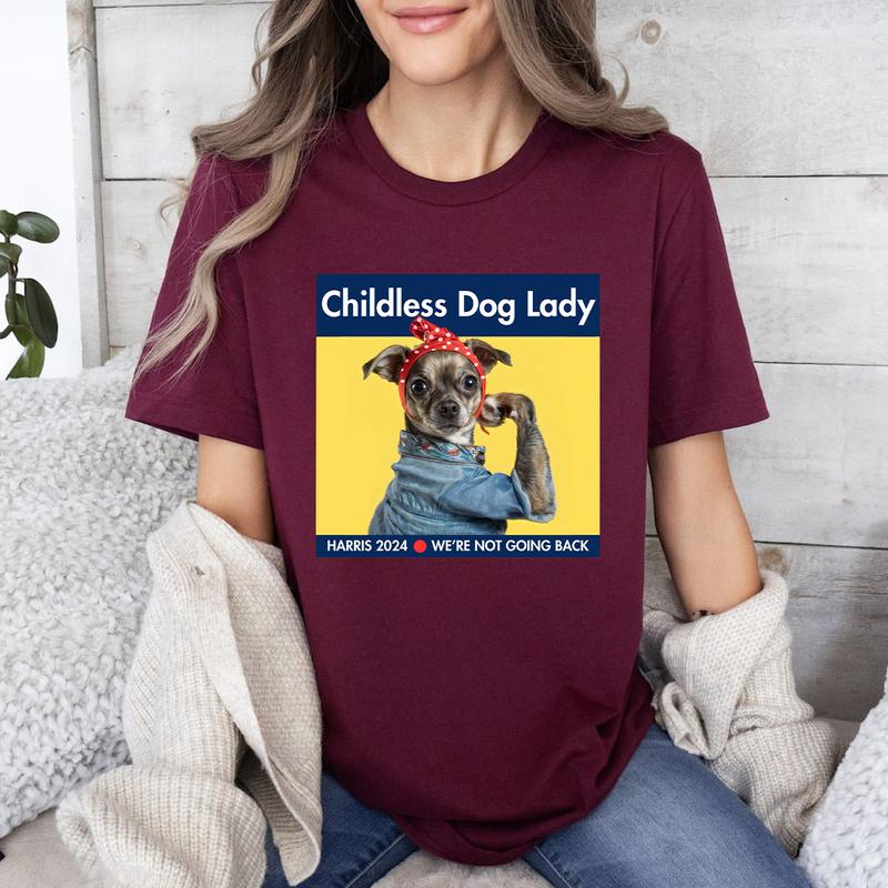 Harris 2024 T-Shirt, Childless Chihuahua Dog Lady, Kamala Campaign, Cute Funny Dog Sweatshirt, Childless Cat Lady, President Harris Tee Top Womenswear